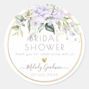 PixDezines Watercolor Pale Lilac Purple Roses Classic Round Sticker