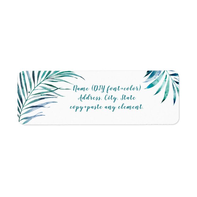 PixDezines Watercolor Palm Fronds, Teal Green (Front)