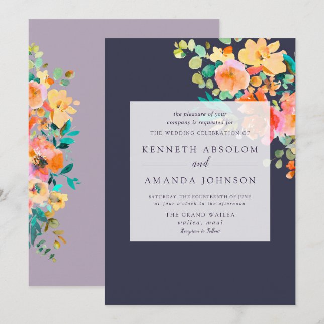 PixDezines Watercolor Patel Roses Invitation (Front/Back)