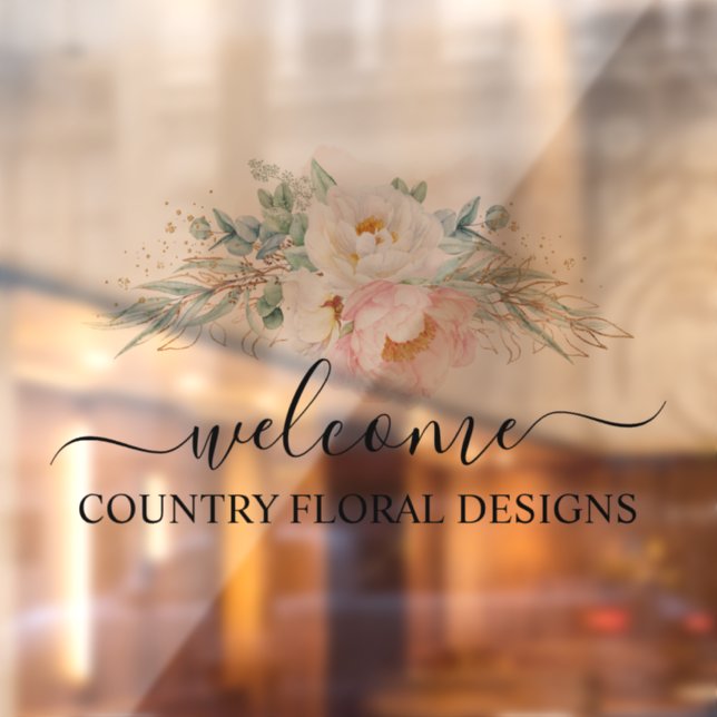 PixDezines Watercolor Peonies Eucalyptus Window Cling (Sheet 2)