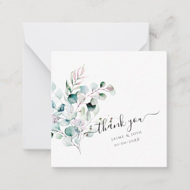 PixDezines Watercolor Pink Gum Eucalyptus   Note C Card (Front)