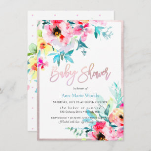 PixDezines Watercolor, Pink Ranunculus Baby Shower Invitation
