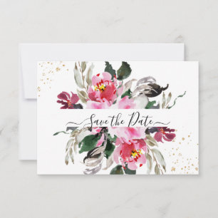 PixDezines Watercolor Pink Red Peonies Save The Date