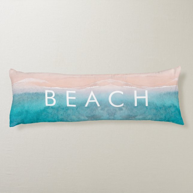 PixDezines watercolor PINK SAND BEACH Body Cushion (Back)