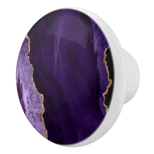 PixDezines Watercolor Purple Agate Ceramic Knob (Right)