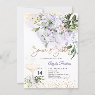 PixDezines Watercolor Purple Gum Brunch Bubbly Invitation