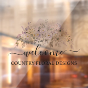 PixDezines Watercolor Purple Roses Hydrangeas Window Cling