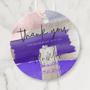 PixDezines Watercolor Purple Thank You Favour Tags