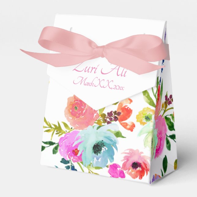 PixDezines Watercolor Ranunculus Favour Box (Front Side)