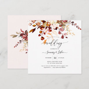 PixDezines Watercolor Rust Orange Gum Eucalyptus Invitation