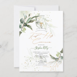 PixDezines Watercolor Rustic Eucalyptus Communion Invitation