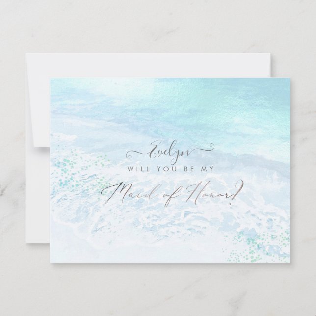 PixDezines Watercolor Shoreline Maid of Honour Invitation (Front)
