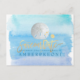 PixDezines Watercolor/Starfish/Beach Save Date Announcement Postcard
