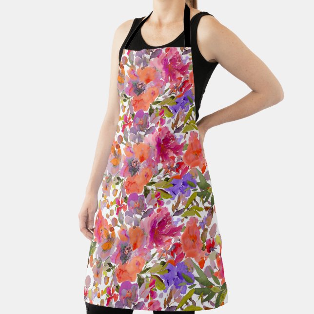 PixDezines Watercolor Summer Floral  Apron (Insitu)