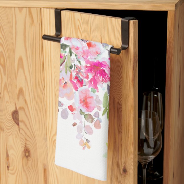 PixDezines Watercolor Summer Floral  Tea Towel (Thirds Fold)