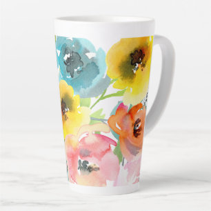 PixDezines Watercolor Summer Peonies Latte Mug