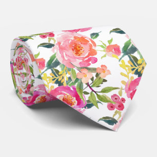 PixDezines Watercolor Summer Peonies  Tie