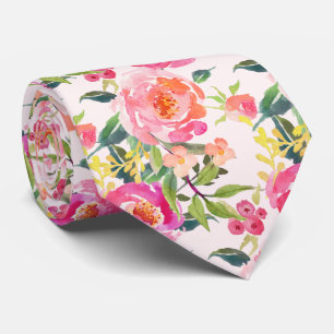 PixDezines Watercolor Summer Peonies  Tie