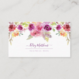 PixDezines Watercolor Summer Roses Business Card