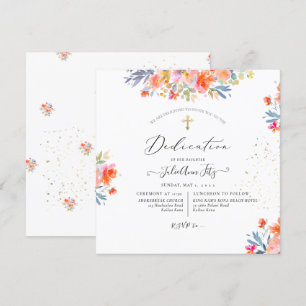 PixDezines Watercolor Summer Roses Dedication Invitation