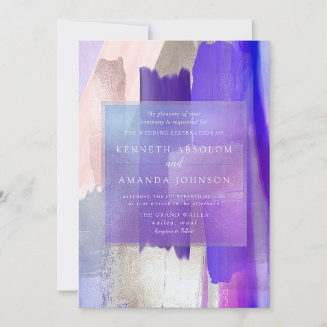 PixDezines Watercolor Swatch Violet Lilac Lavender Invitation (Front)