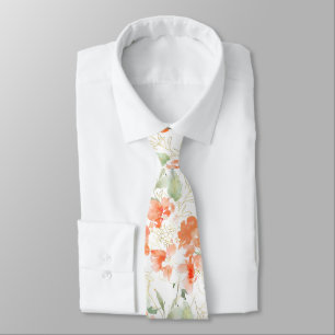 PixDezines Watercolor Sweetpeas Apricot Queen Tie