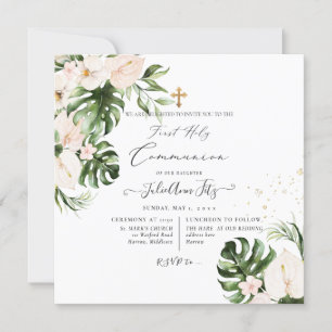 PixDezines Watercolor Tropical Floral n Foliage Invitation