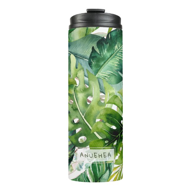 PixDezines Watercolor Tropical Foliage Thermal Tumbler (Front)
