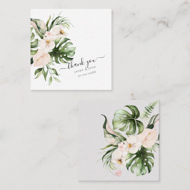 PixDezines Watercolor Tropical Jungle Note Card (Front/Back)