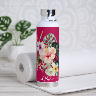 PixDezines Watercolor Tropical Paradise Flowers Water Bottle
