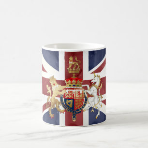 PIXDEZINES WATERCOLOR UNION JACK and INSIGNIA Coffee Mug