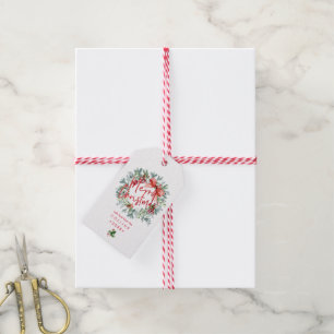 PixDezines WATERCOLOR WINTER CHRISTMAS WREATH Gift Tags