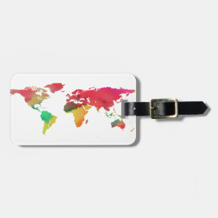 PixDezines watercolor/world map/DIY background Luggage Tag