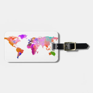 PixDezines watercolor/world map/DIY background Luggage Tag