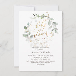 PixDezines Watercolor Wreath Baby Shower Invitation