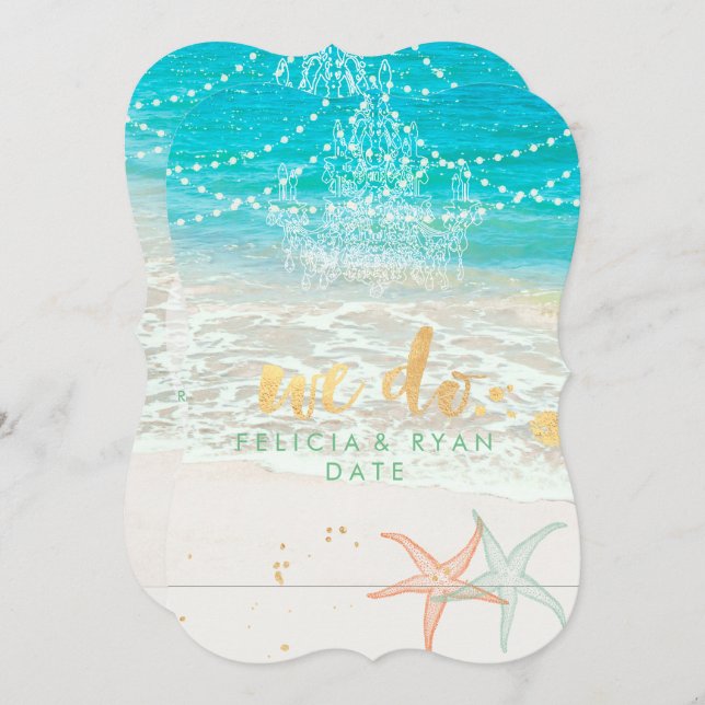 PixDezines We Do Chandelier/Beach/Destination Invitation (Front/Back)
