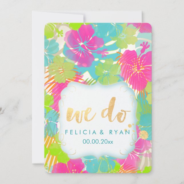 PixDezines we do hibiscus/luau/faux parchment Invitation (Front)