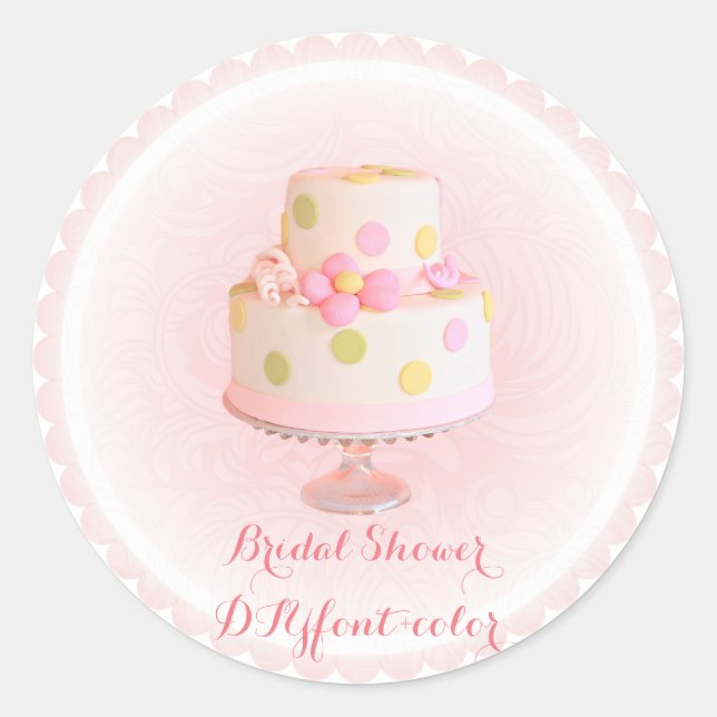 PixDezines wedding cake/bridal shower/DIY Classic Round Sticker (Front)