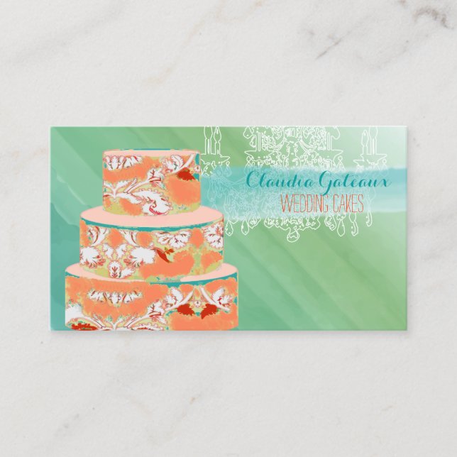 PixDezines wedding cake/watercolor effects Business Card (Front)