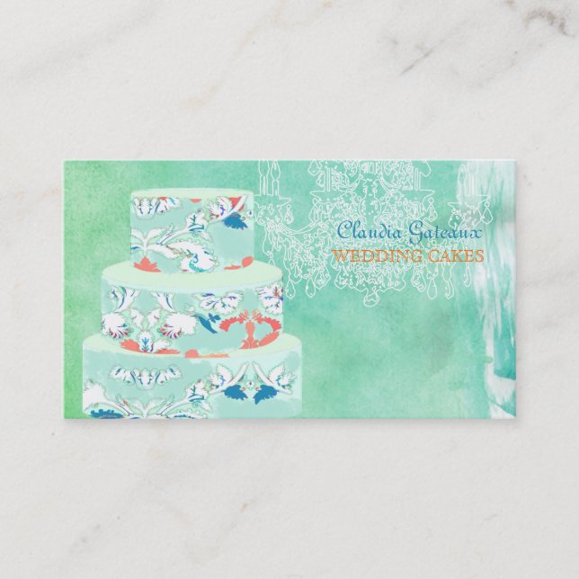 PixDezines wedding cakes/watercolor affects Business Card (Front)