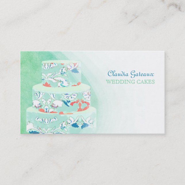 PixDezines wedding cakes/watercolor affects Business Card (Front)