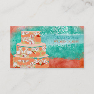 PixDezines wedding cakes/watercolor affects Business Card