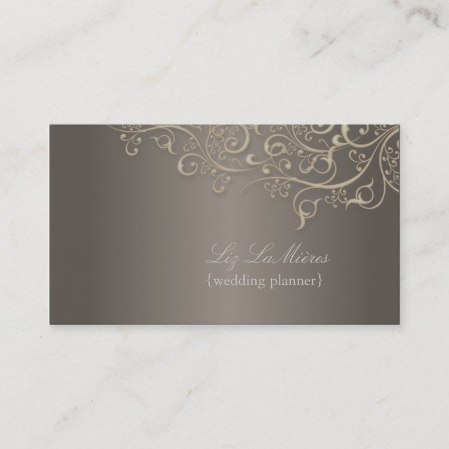 PixDezines Wedding Planner, titanium swirls Business Card (Front)