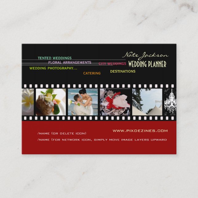 PixDezines wedding planners/diy colours+fonts Business Card (Front)