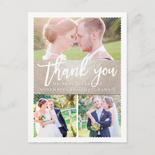 PixDezines Wedding Thank You/Faux Silver/Script Postcard (Front)