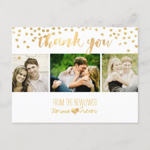 PixDezines wedding thank you/gold confetti Postcard