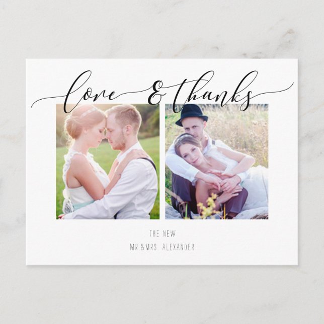 PixDezines Wedding Thank You/Modern Calligraphy Announcement Postcard (Front)