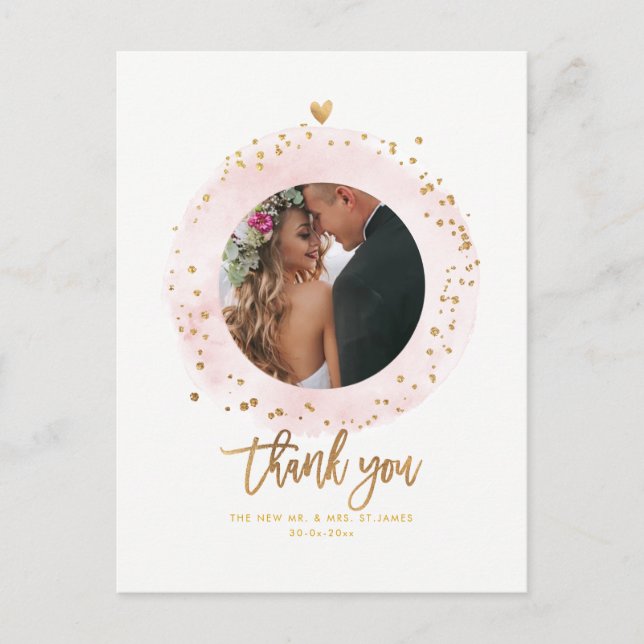 PixDezines Wedding Thank You Watercolor Frame  Postcard (Front)