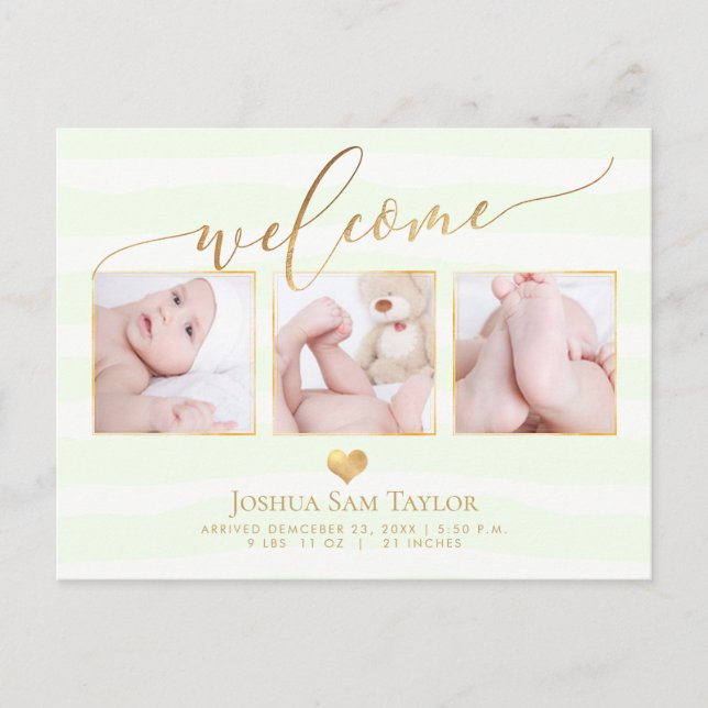 PixDezines Welcome Birth Announcement/Heart Announcement Postcard (Front)