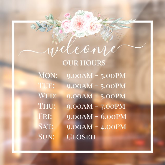 PixDezines Welcome Business Hours Window Cling (Sheet 2)